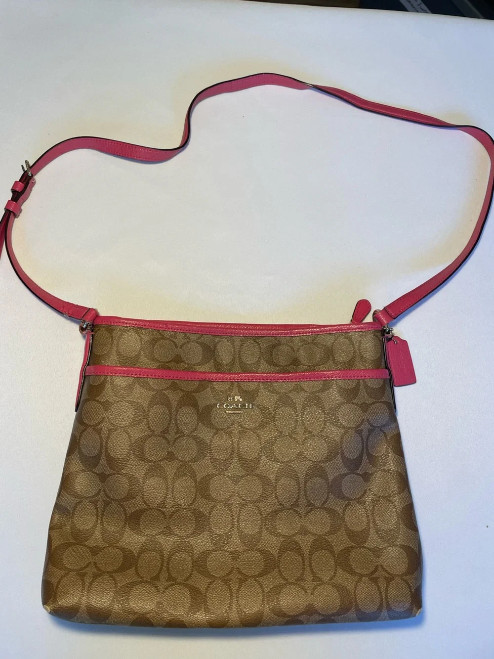 🔥 Coach Signature Crossbody Bag Brown Hot Pink Y2K